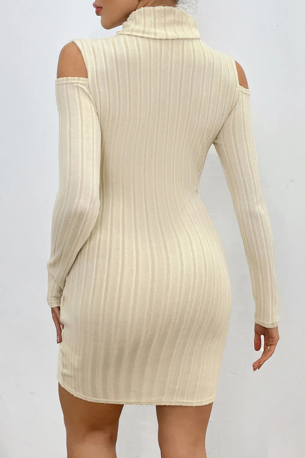 Florentyna™ Ribbed Knit Cold-Shoulder Mini Dress