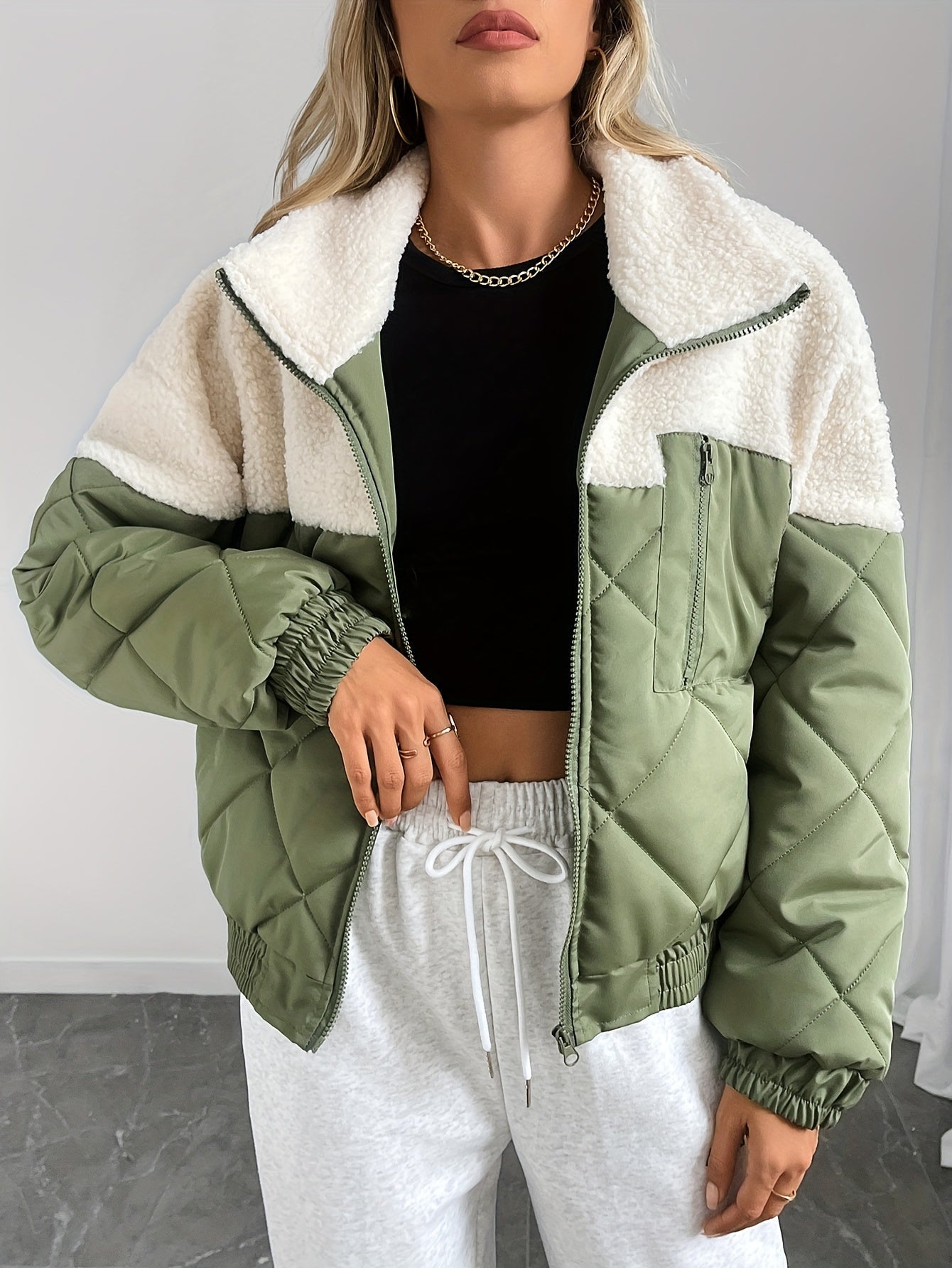 Puchowa Kurtka Tussen | Casualne Okrągłe Wykończenie - Długi Rękaw - Jesień/Zima