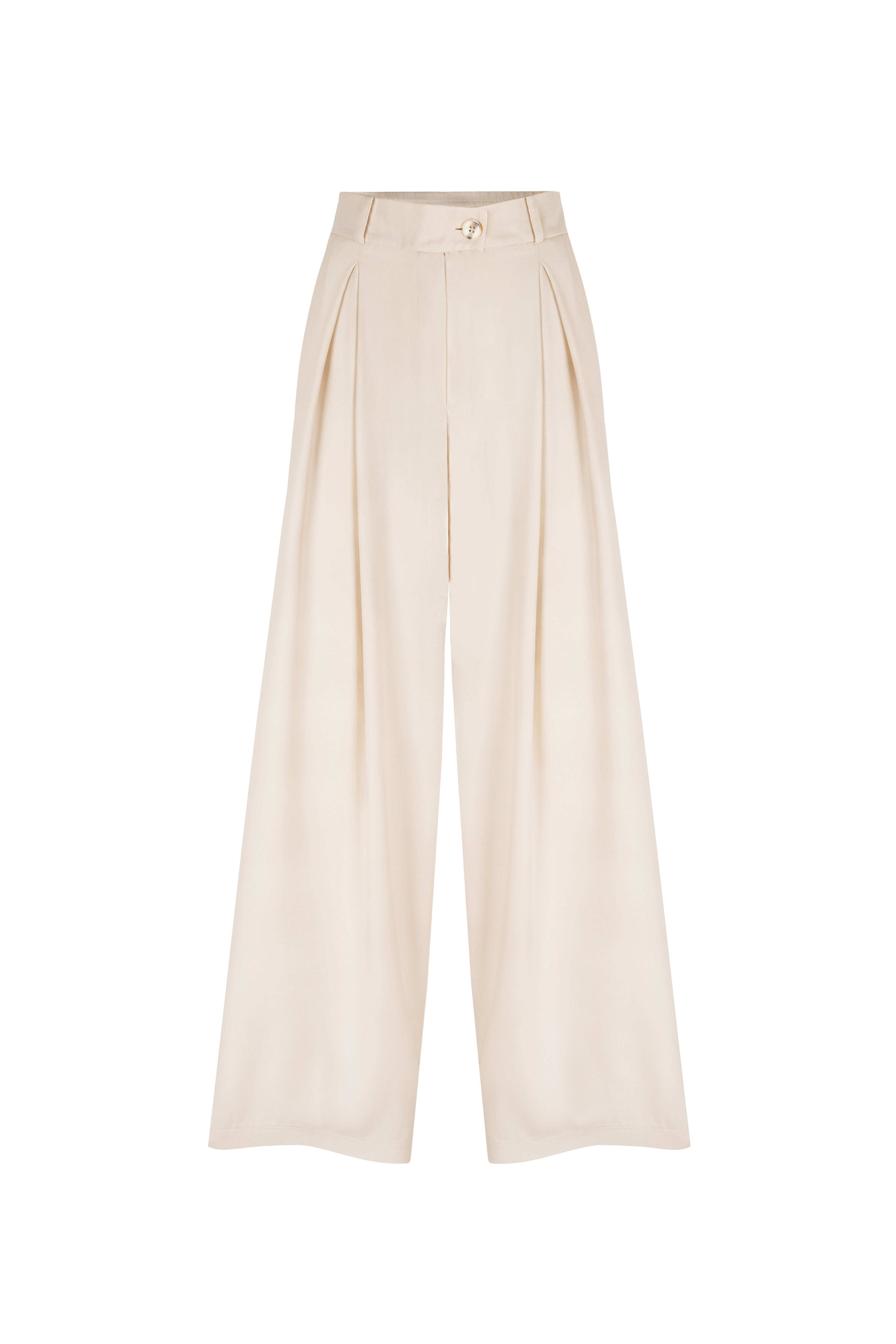 Spodnie z tencelu Ibell kremowe