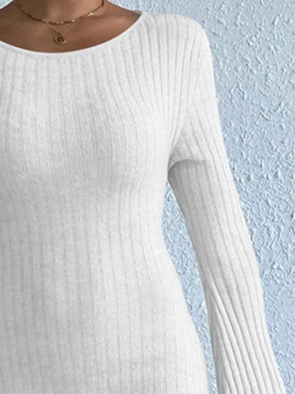 Emilia™ Ribbed Knit Flare-Sleeve Mini Dress