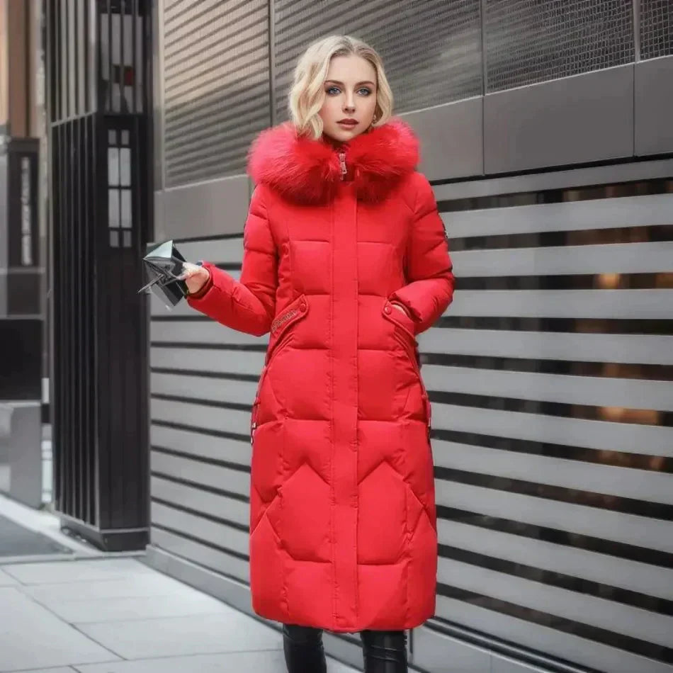 Modny futrzany trench coat | Biały - Stylowy i ciepły