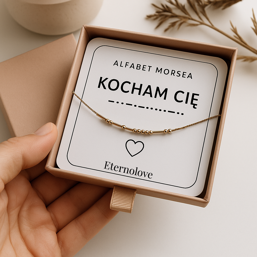 Naszyjnik z Kodem Morsa Personalizowany 18k złoto