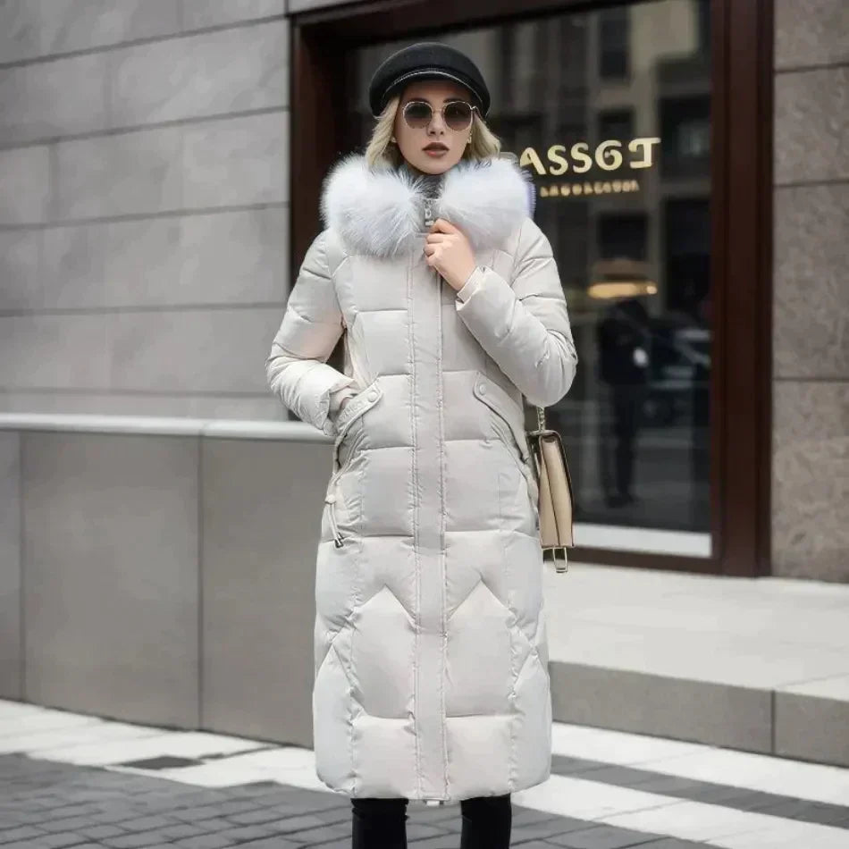 Modny futrzany trench coat | Biały - Stylowy i ciepły