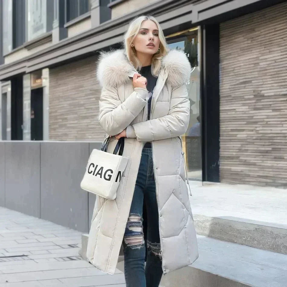 Modny futrzany trench coat | Biały - Stylowy i ciepły