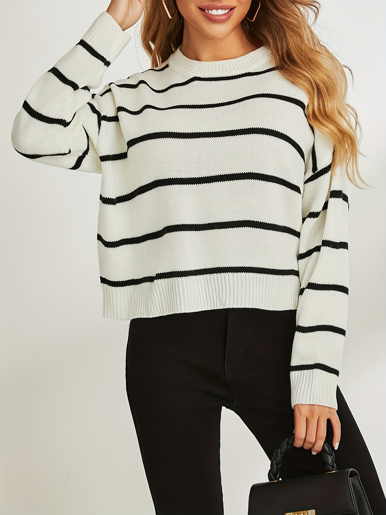 EMMA | Pasiasty sweter z dzianiny