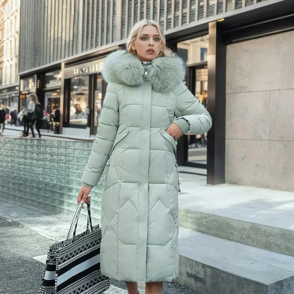Modny futrzany trench coat | Biały - Stylowy i ciepły