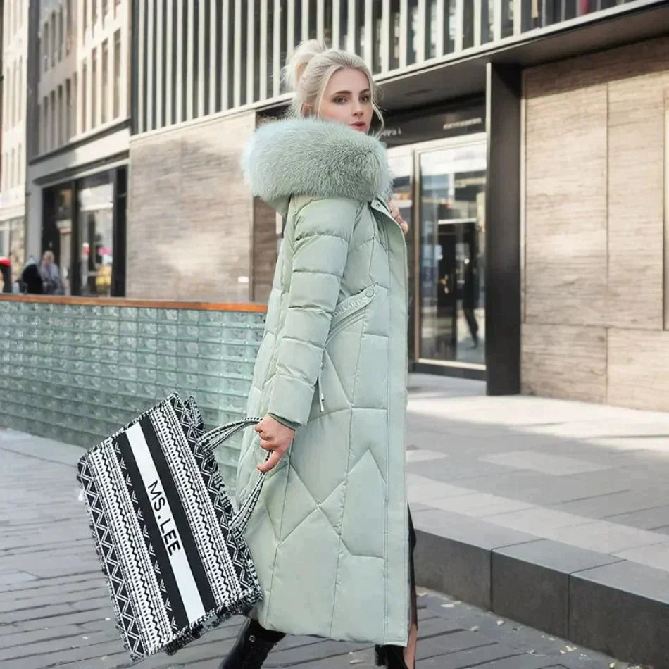 Modny futrzany trench coat | Biały - Stylowy i ciepły