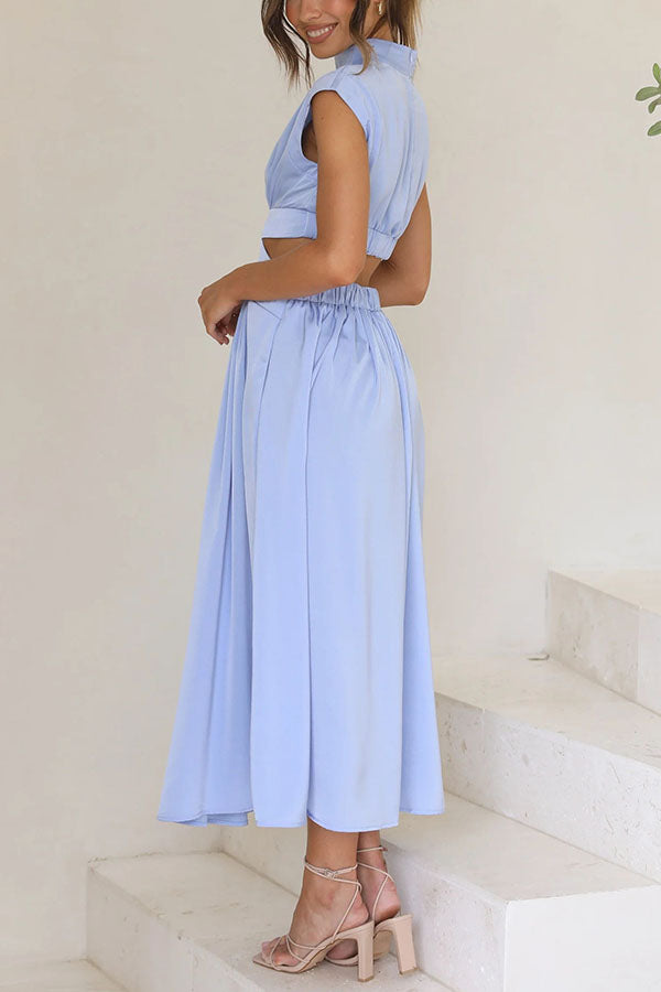 Quincy | Sukienka midi z wycięciem i kieszeniami