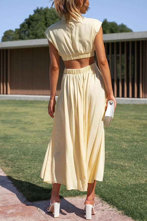 Quincy | Sukienka midi z wycięciem i kieszeniami