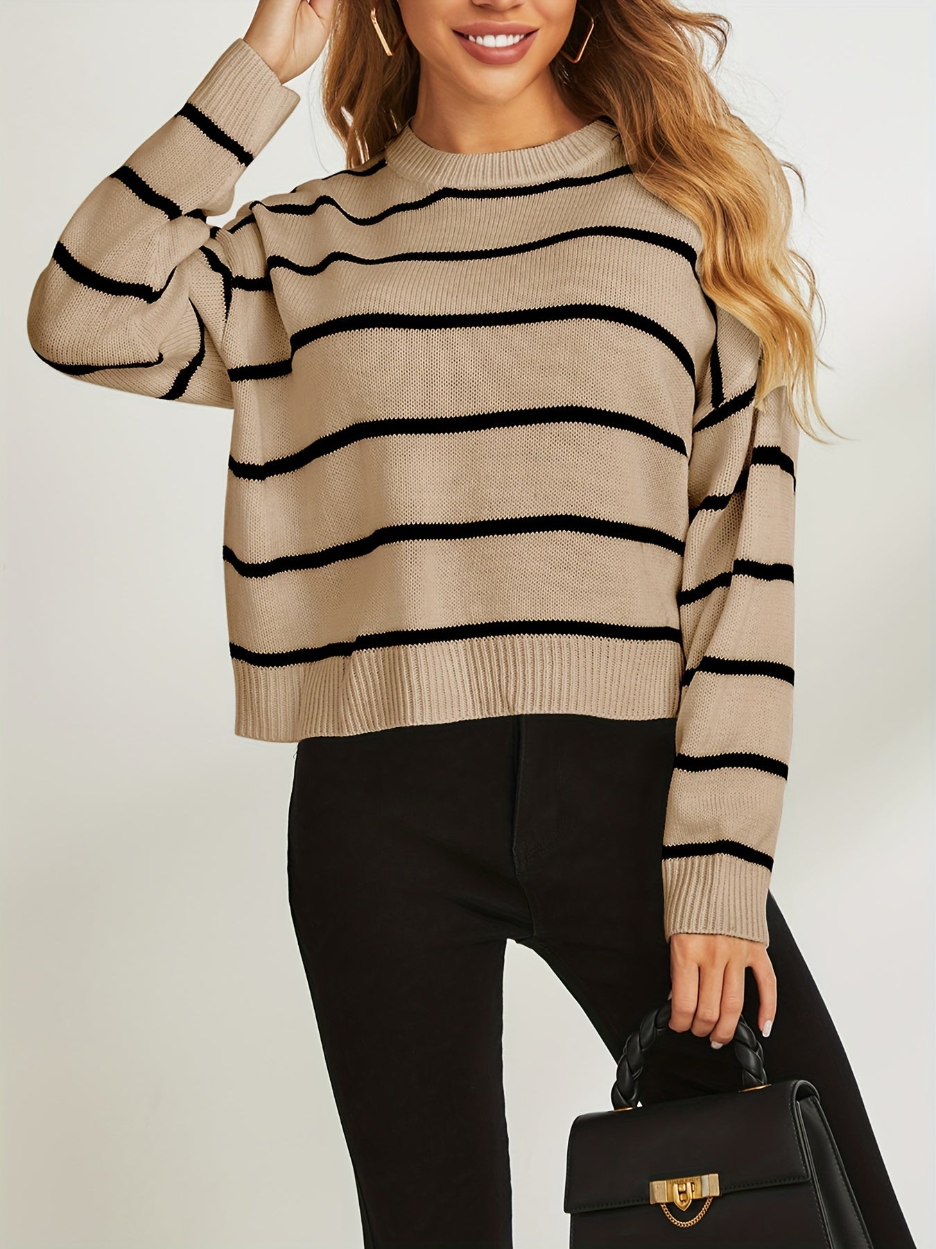 EMMA | Pasiasty sweter z dzianiny