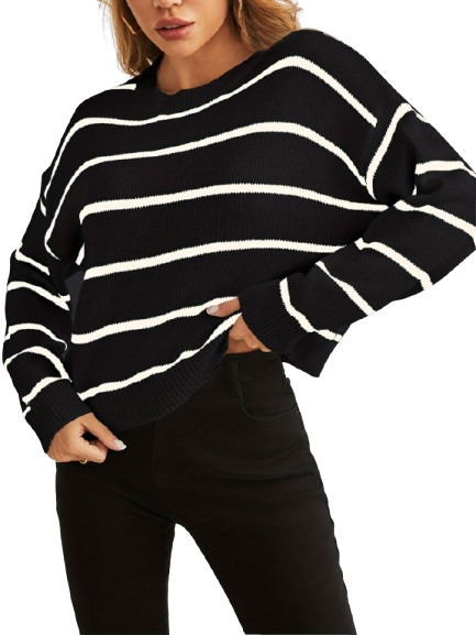 EMMA | Pasiasty sweter z dzianiny
