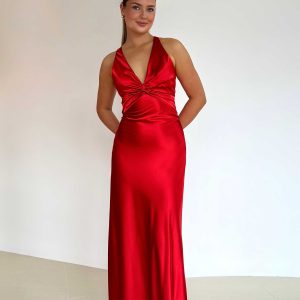 Alessara™ Satynowa Sukienka Maxi z Odkrytymi Plecami