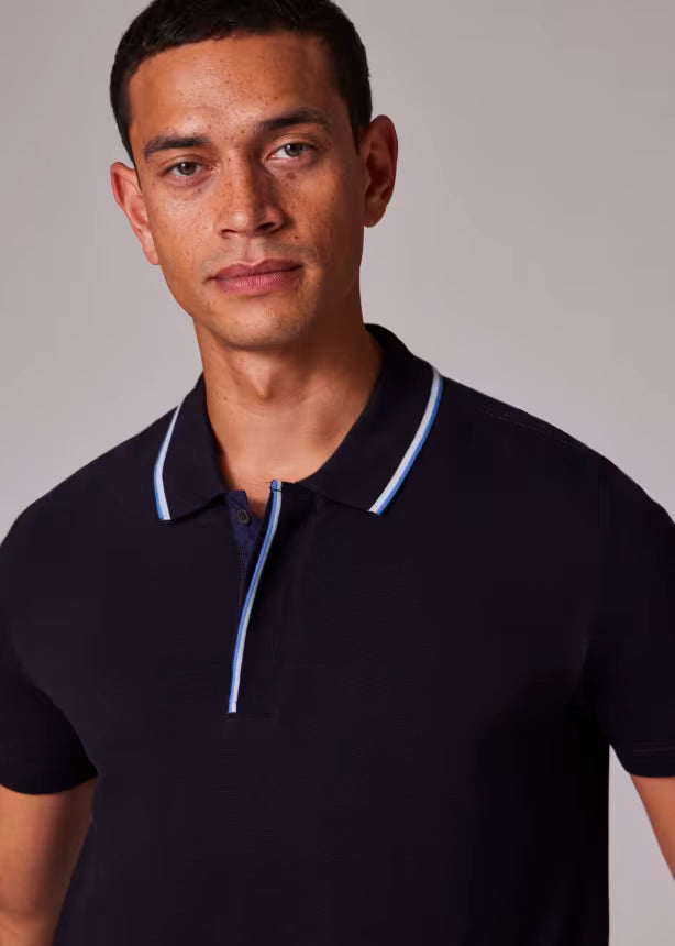 Luca™ polo męskie – czarne z niebieskim akcentem