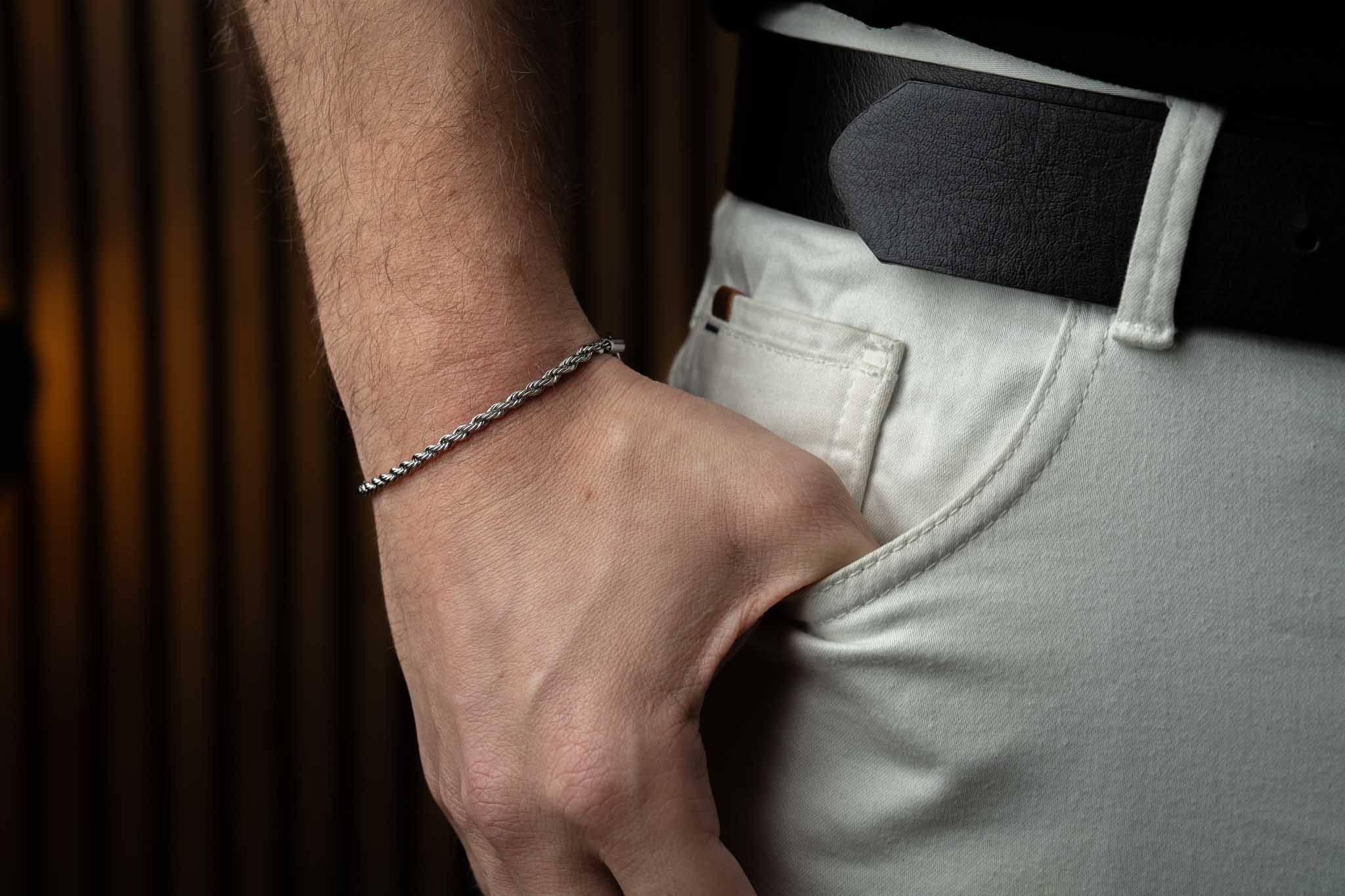 Srebrna bransoleta ROPE