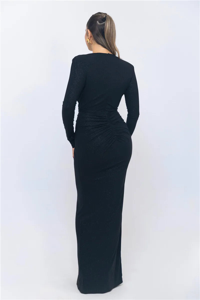 Veronika™ | Błyszcząca Suknia Bodycon z Głębokim Dekoltem
