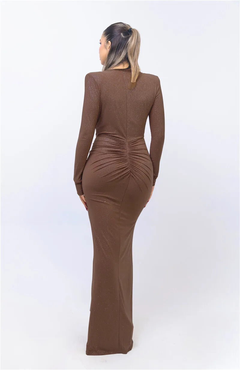 Veronika™ | Błyszcząca Suknia Bodycon z Głębokim Dekoltem