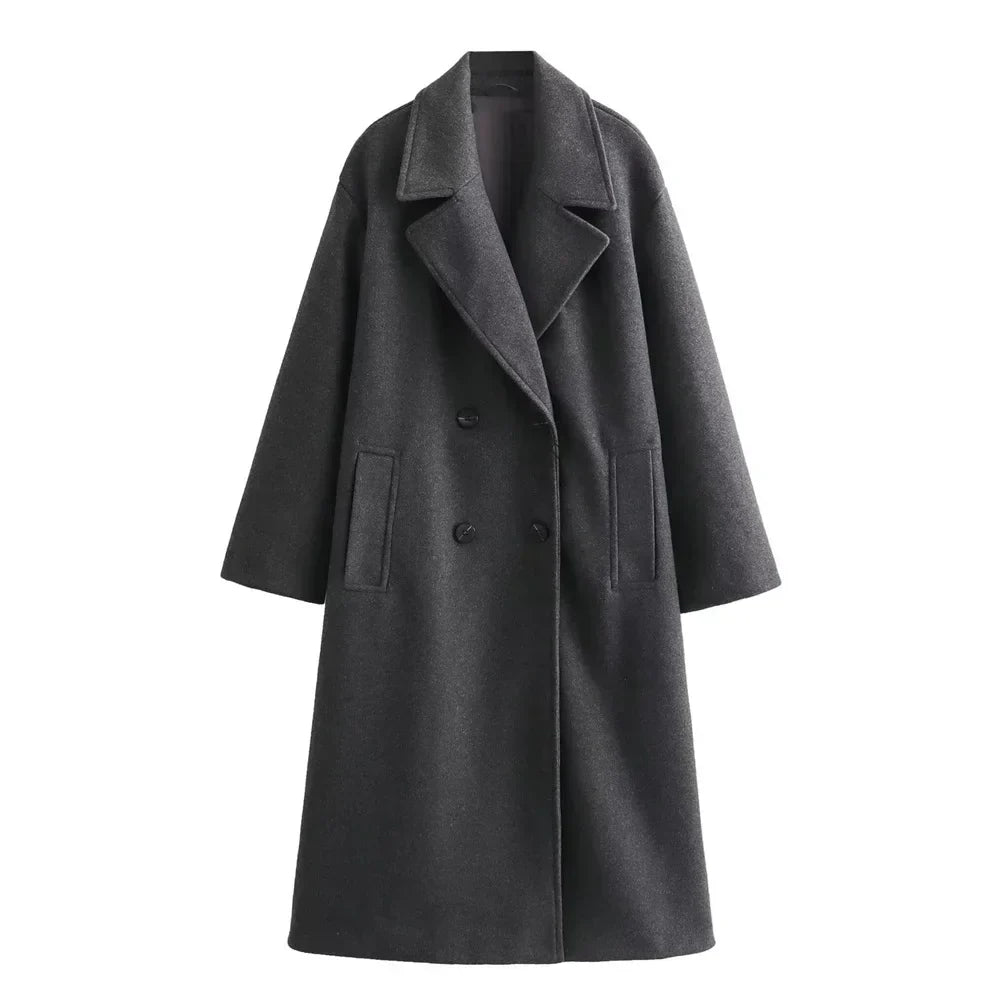 Elegancki długi płaszcz dla kobiet | Stylowy design - ciepła zimowa kurtka