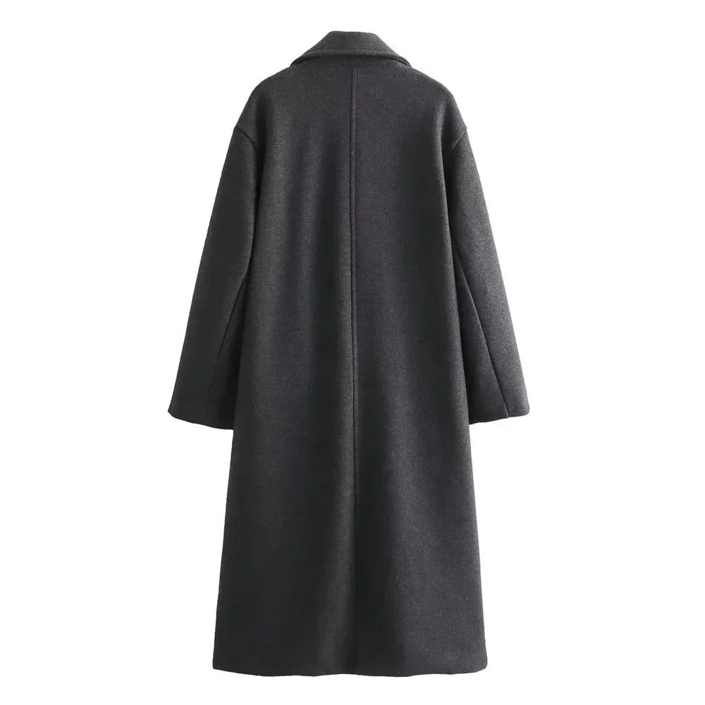 Elegancki długi płaszcz dla kobiet | Stylowy design - ciepła zimowa kurtka