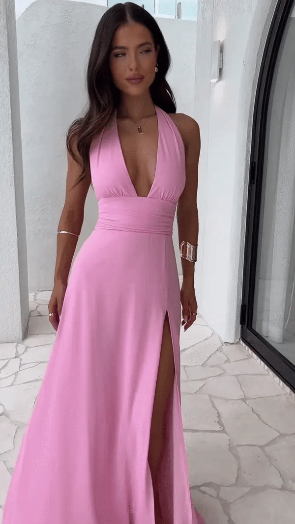 Lara | Sukienka Maxi Auréla z Eleganckim Rozcięciem