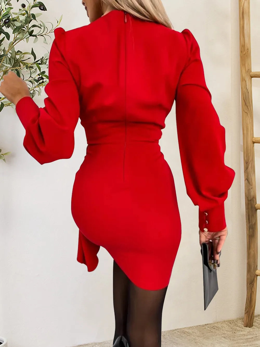 Marzena™ Elegancka Sukienka Kopertowa z Ozdobnym Drapowaniem
