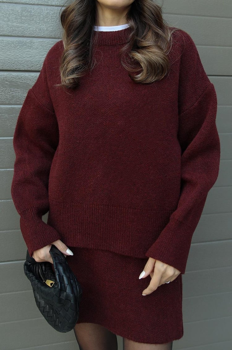 Marie™ Luksusowy Komplet Dzianinowy – Sweter + Spódnica