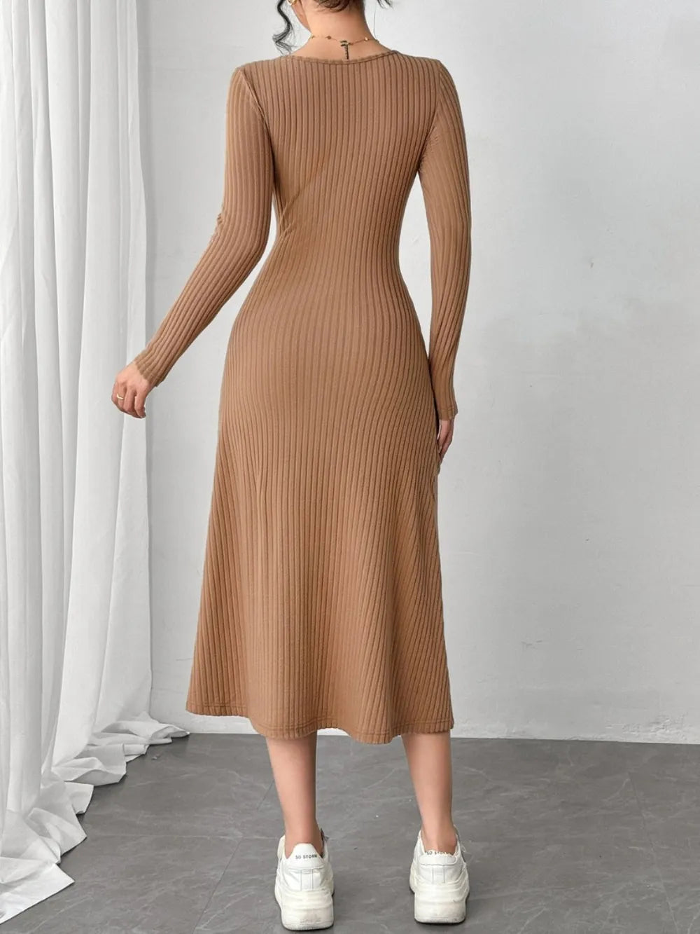 Cecylia™ Ribbed Knit Midi Dress