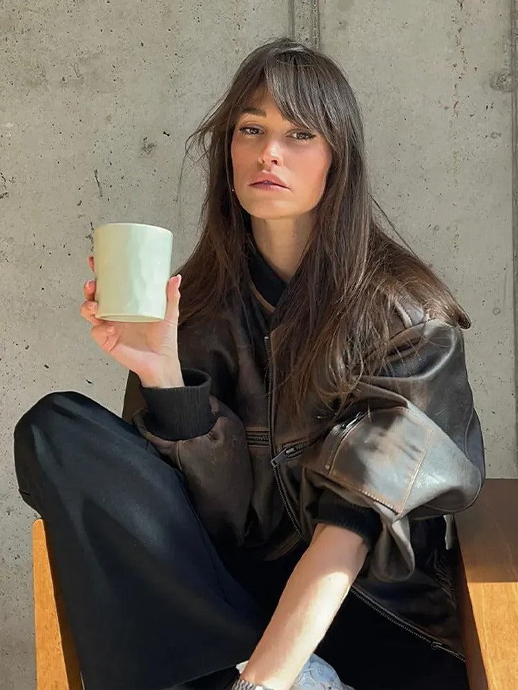 Loïs | Vintage bomber z efektem stonewash