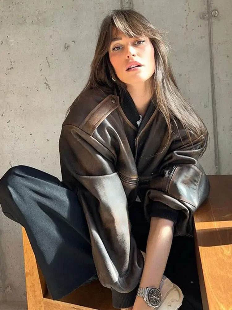 Loïs | Vintage bomber z efektem stonewash